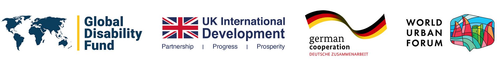 Logos of the GDF, UK International Development, German cooperation and WUF13